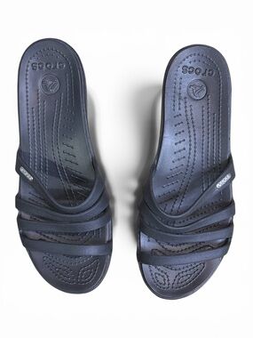 Crocs Women’s Black Rhonda Slip-on Strappy Sandals. Size 10